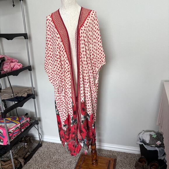 Blank London Aviriska Kimono poppy OS Boho Cottagecore  bl-nk ANTHROPOLOGIE - Picture 11 of 11